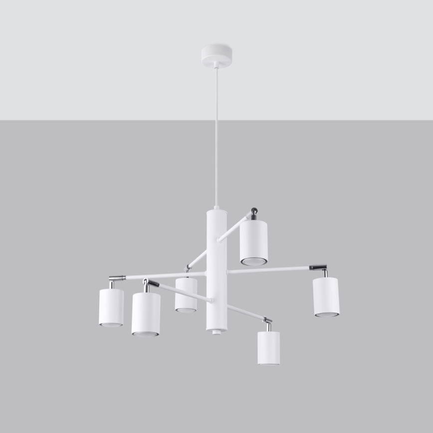 Ljuskrona med textilsladd LEMMI 6xGU10/10W/230V vit