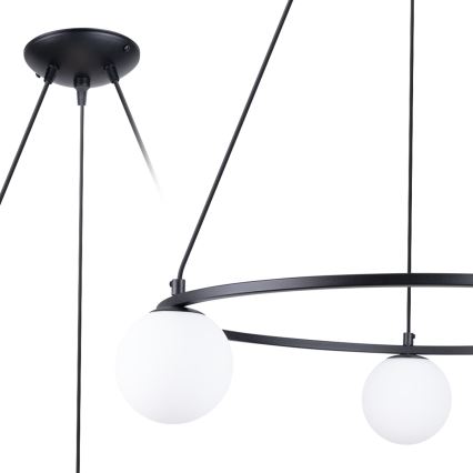 Ljuskrona med textilsladd YOLI 3xG9/8W/230V svart