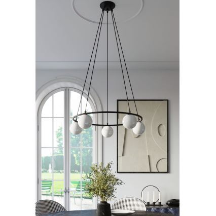 Ljuskrona med textilsladd YOLI 5xG9/8W/230V svart