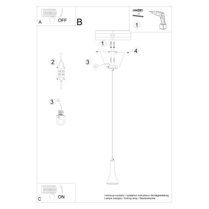 Ljuskrona med textilsladd REA 1xE14/12W/230V betong