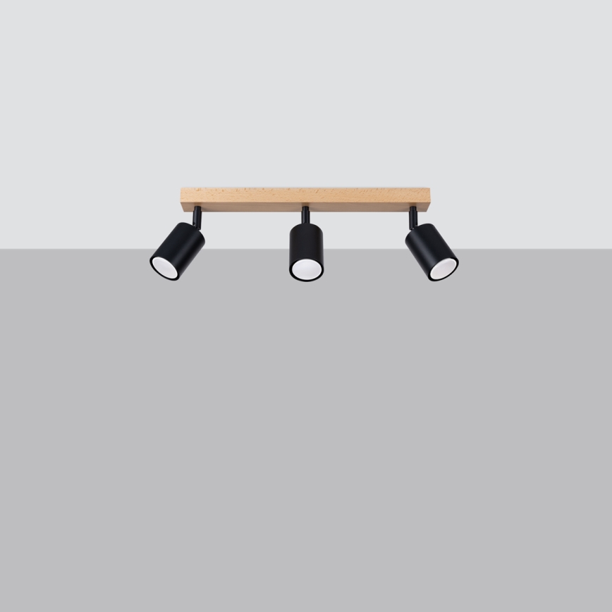 Spotlight VERDO 3xGU10/10W/230V svart/bok