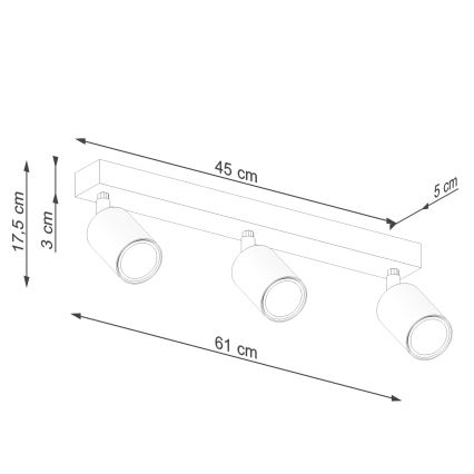 Spotlight VERDO 3xGU10/10W/230V svart/bok