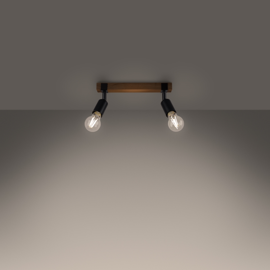 Spotlight ZUCA 2xE27/15W/230V svart/ek