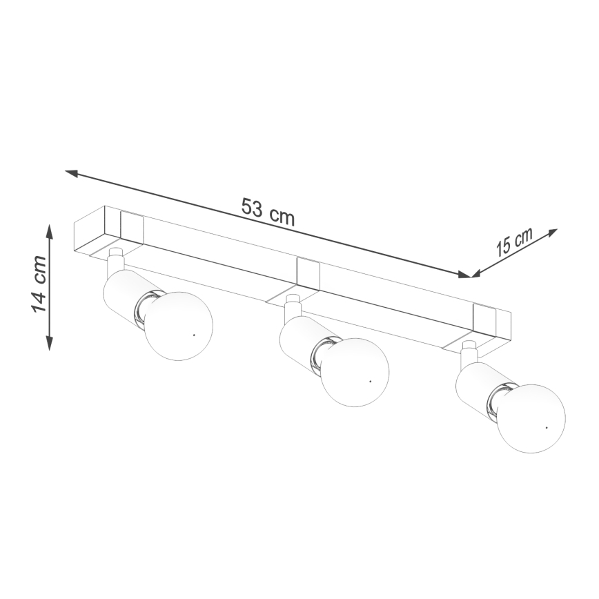 Spotlight ZUCA 3xE27/15W/230V svart/ek