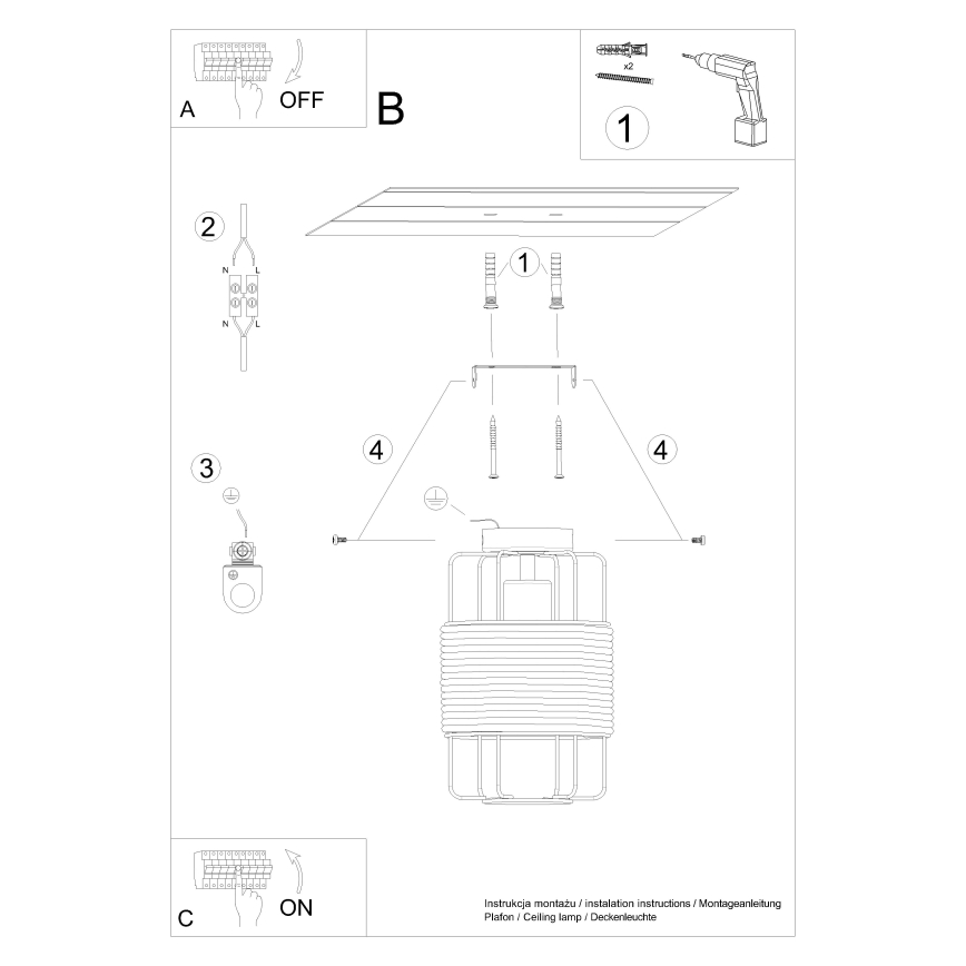 Taklampa GIZUR 1xE27/15W/230V