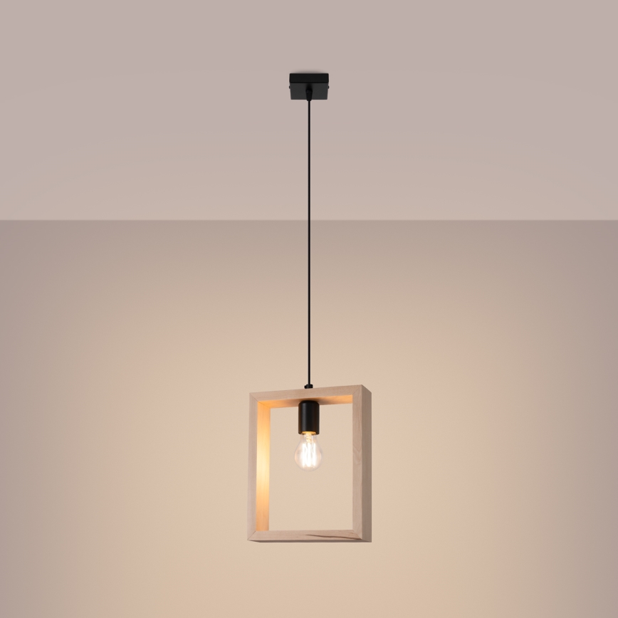 Ljuskrona med textilsladd ARIES 1xE27/15W/230V bok/beige