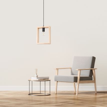 Ljuskrona med textilsladd ARIES 1xE27/15W/230V bok/beige