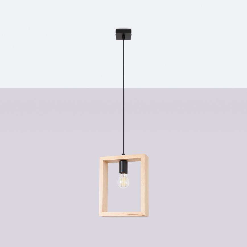 Ljuskrona med textilsladd ARIES 1xE27/15W/230V bok/beige