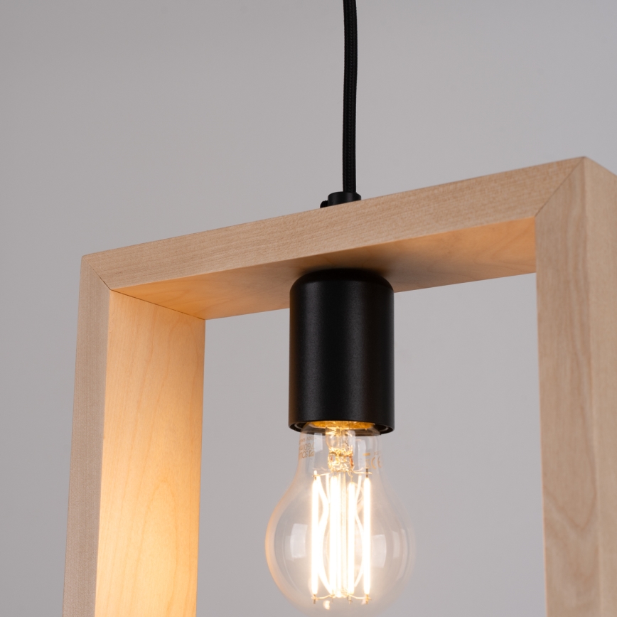 Ljuskrona med textilsladd ARIES 1xE27/15W/230V bok/beige