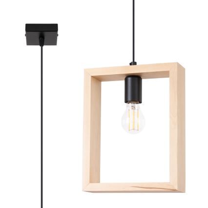 Ljuskrona med textilsladd ARIES 1xE27/15W/230V bok/beige
