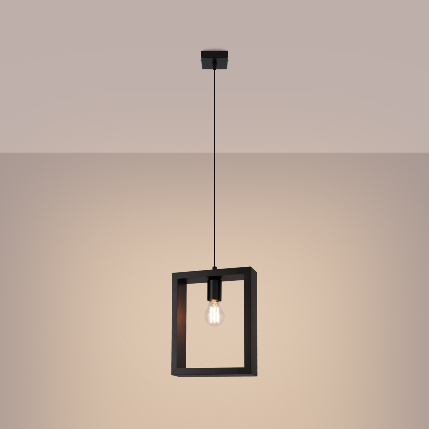 Ljuskrona med textilsladd ARIES 1xE27/15W/230V bok/wenge