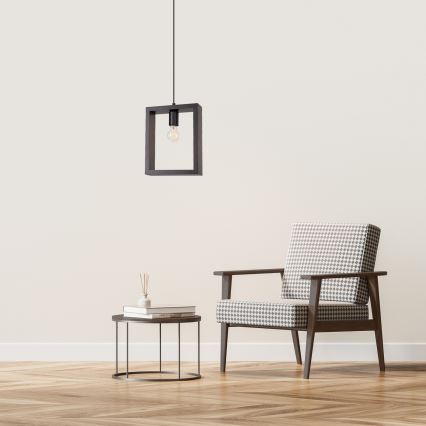 Ljuskrona med textilsladd ARIES 1xE27/15W/230V bok/wenge