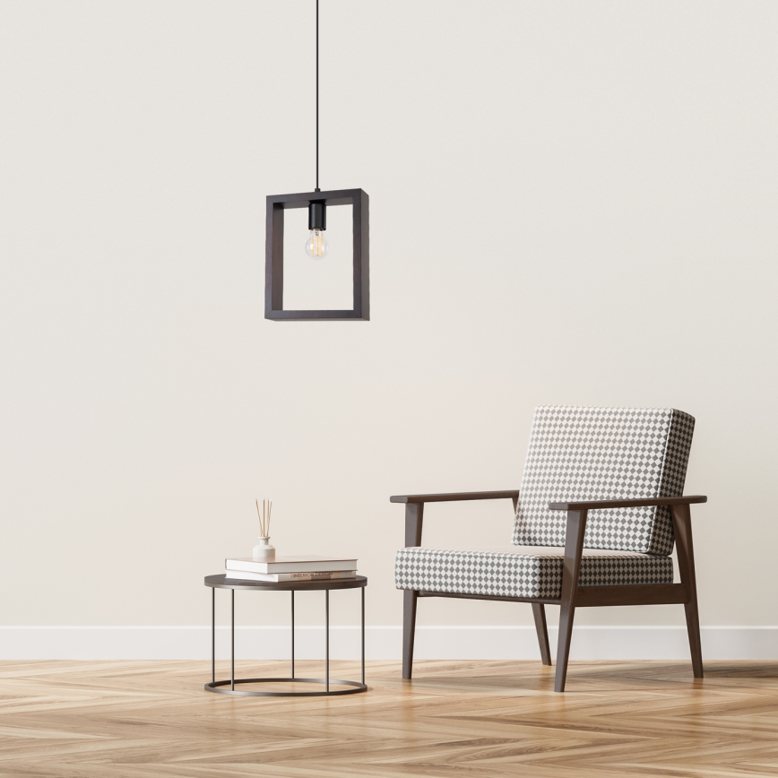 Ljuskrona med textilsladd ARIES 1xE27/15W/230V bok/wenge