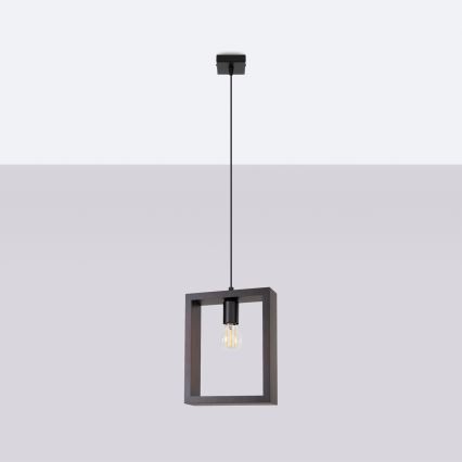 Ljuskrona med textilsladd ARIES 1xE27/15W/230V bok/wenge