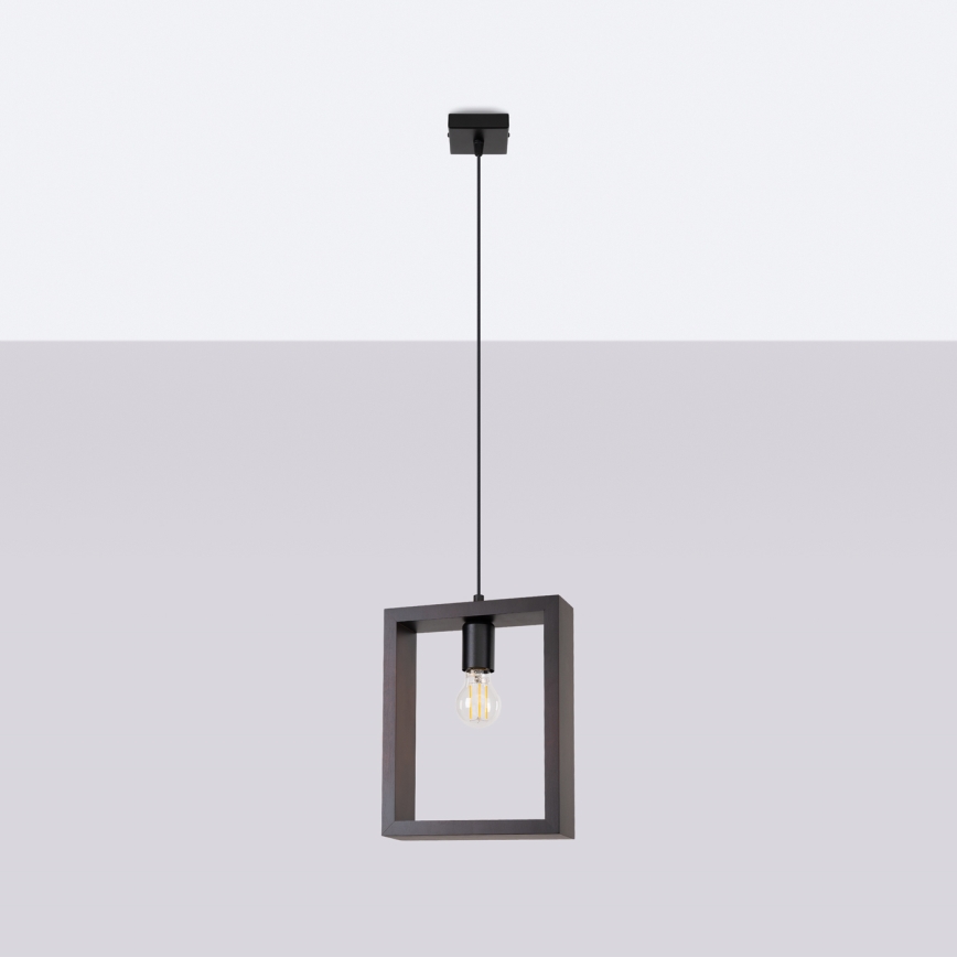Ljuskrona med textilsladd ARIES 1xE27/15W/230V bok/wenge
