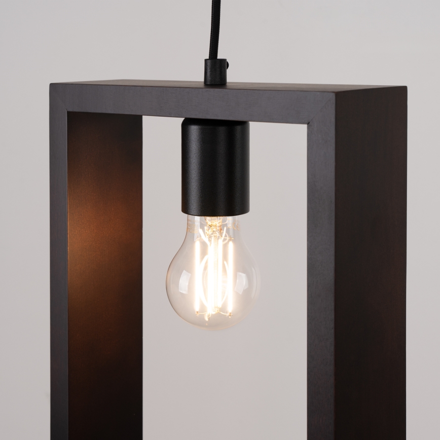 Ljuskrona med textilsladd ARIES 1xE27/15W/230V bok/wenge