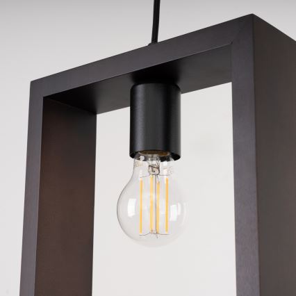 Ljuskrona med textilsladd ARIES 1xE27/15W/230V bok/wenge