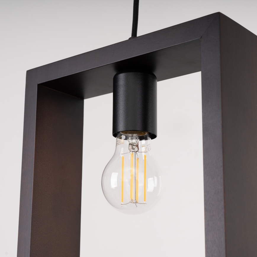 Ljuskrona med textilsladd ARIES 1xE27/15W/230V bok/wenge