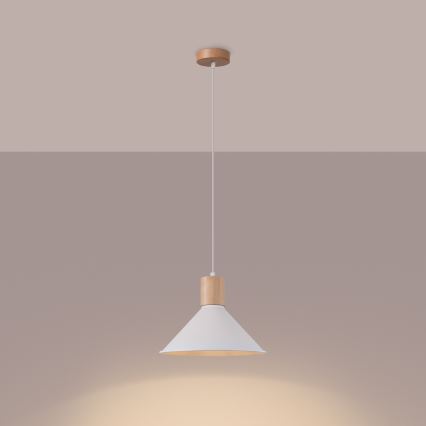 Ljuskrona med textilsladd JAGA 1xE27/15W/230V diameter 30 cm vit