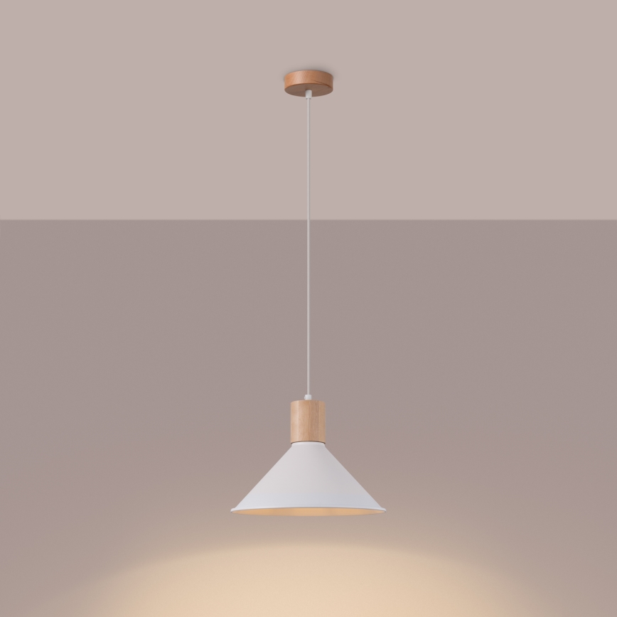 Ljuskrona med textilsladd JAGA 1xE27/15W/230V diameter 30 cm vit