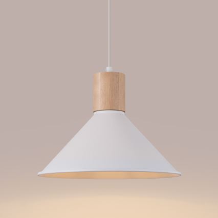 Ljuskrona med textilsladd JAGA 1xE27/15W/230V diameter 30 cm vit