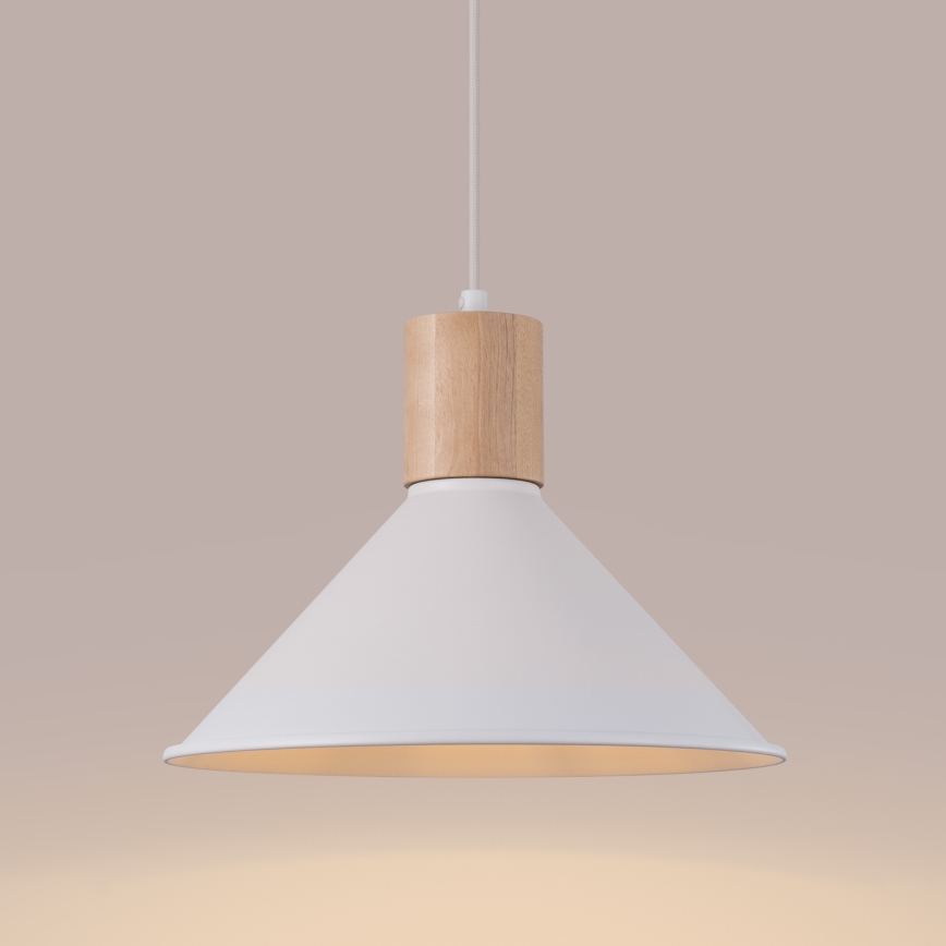 Ljuskrona med textilsladd JAGA 1xE27/15W/230V diameter 30 cm vit