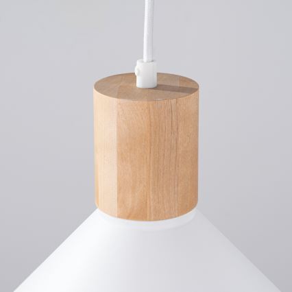 Ljuskrona med textilsladd JAGA 1xE27/15W/230V diameter 30 cm vit
