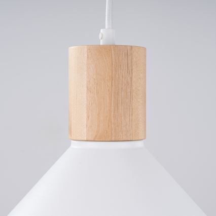 Ljuskrona med textilsladd JAGA 1xE27/15W/230V diameter 30 cm vit