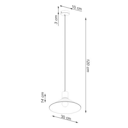 Ljuskrona med textilsladd JAGA 1xE27/15W/230V diameter 30 cm vit