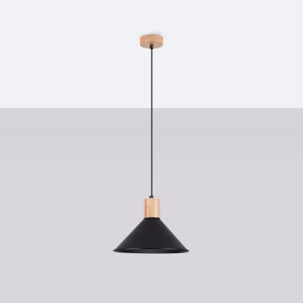Ljuskrona med textilsladd JAGA 1xE27/15W/230V diameter 30 cm svart