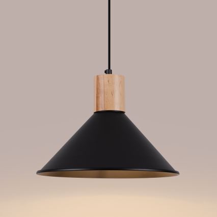 Ljuskrona med textilsladd JAGA 1xE27/15W/230V diameter 30 cm svart