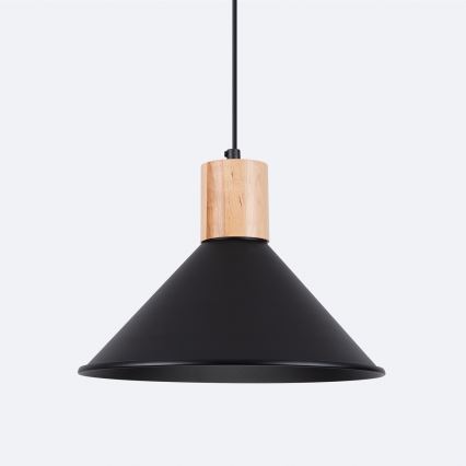 Ljuskrona med textilsladd JAGA 1xE27/15W/230V diameter 30 cm svart