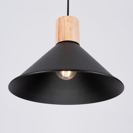 Ljuskrona med textilsladd JAGA 1xE27/15W/230V diameter 30 cm svart