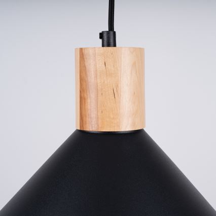 Ljuskrona med textilsladd JAGA 1xE27/15W/230V diameter 30 cm svart