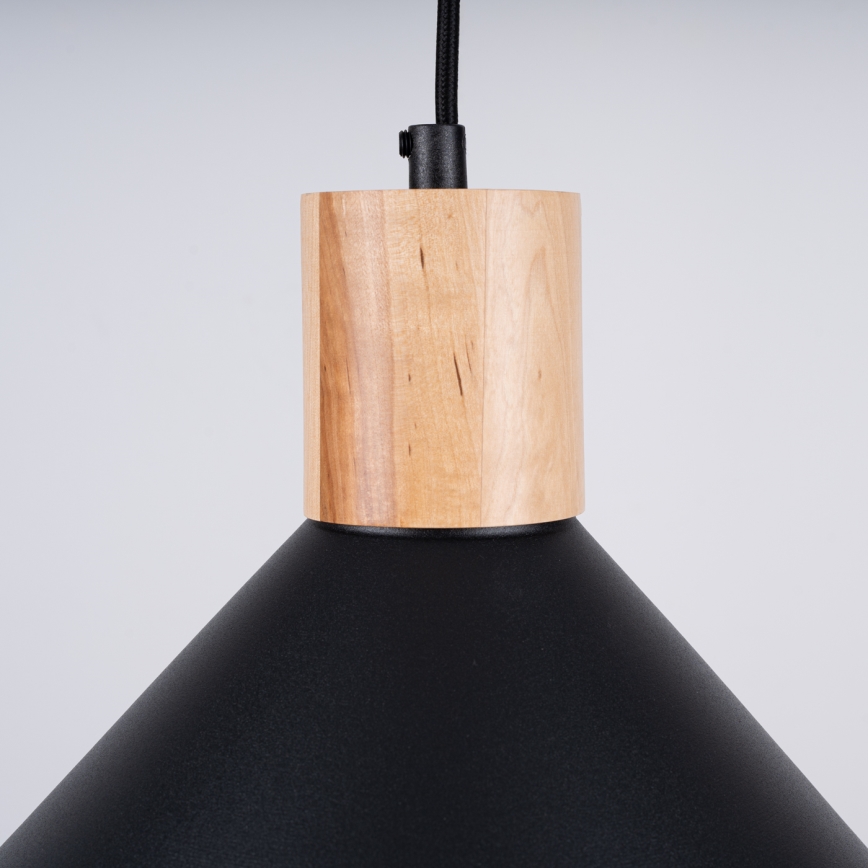 Ljuskrona med textilsladd JAGA 1xE27/15W/230V diameter 30 cm svart