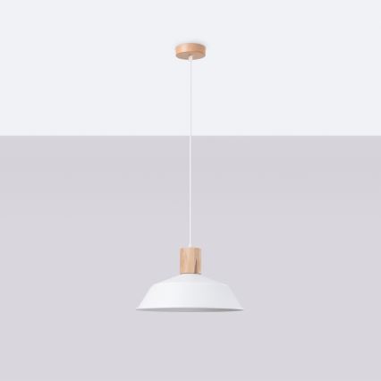 Ljuskrona med textilsladd FANO 1xE27/15W/230V diameter 34 cm vit