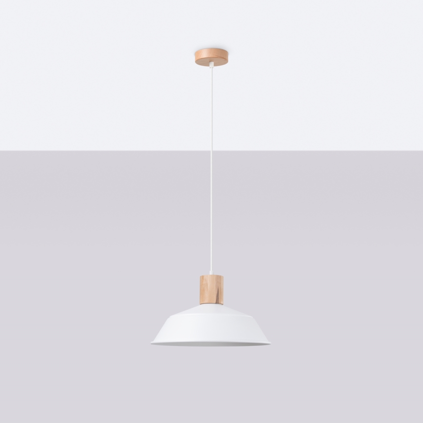 Ljuskrona med textilsladd FANO 1xE27/15W/230V diameter 34 cm vit