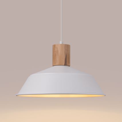 Ljuskrona med textilsladd FANO 1xE27/15W/230V diameter 34 cm vit
