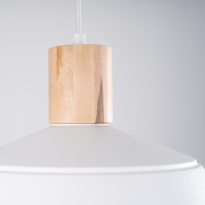 Ljuskrona med textilsladd FANO 1xE27/15W/230V diameter 34 cm vit
