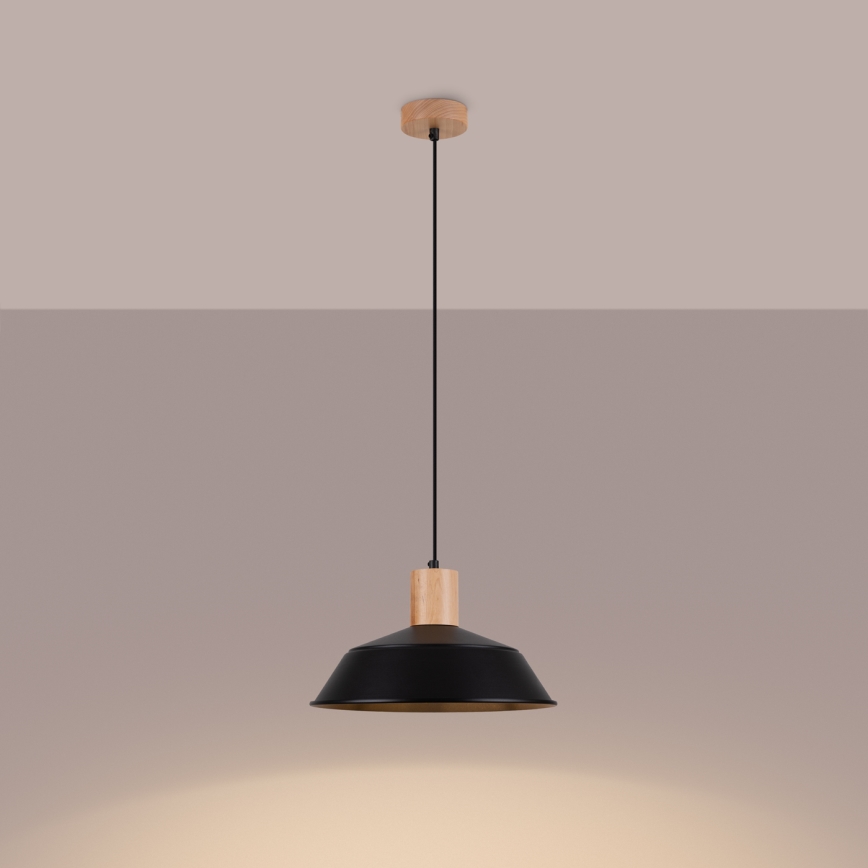 Ljuskrona med textilsladd FANO 1xE27/15W/230V diameter 34 cm svart