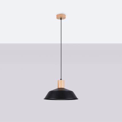 Ljuskrona med textilsladd FANO 1xE27/15W/230V diameter 34 cm svart