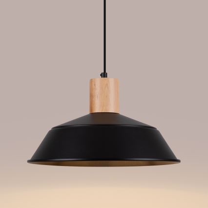 Ljuskrona med textilsladd FANO 1xE27/15W/230V diameter 34 cm svart