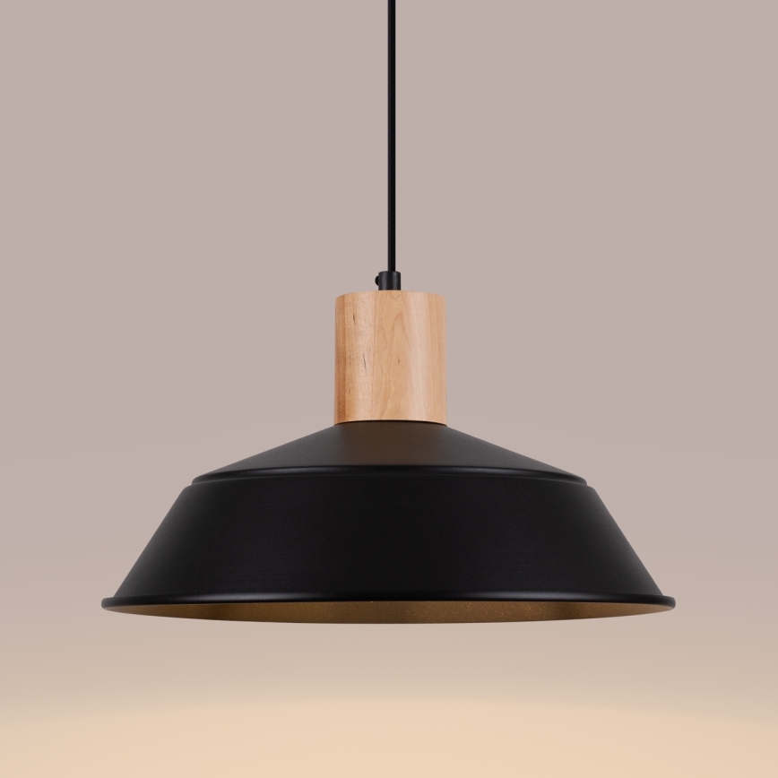 Ljuskrona med textilsladd FANO 1xE27/15W/230V diameter 34 cm svart