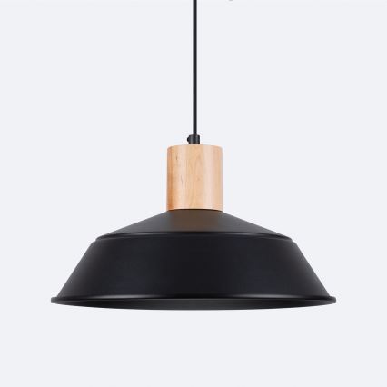 Ljuskrona med textilsladd FANO 1xE27/15W/230V diameter 34 cm svart