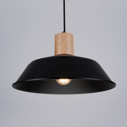 Ljuskrona med textilsladd FANO 1xE27/15W/230V diameter 34 cm svart