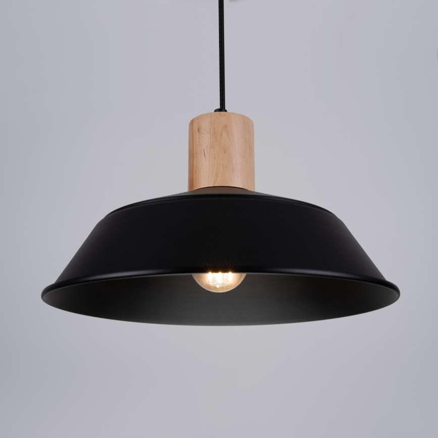 Ljuskrona med textilsladd FANO 1xE27/15W/230V diameter 34 cm svart