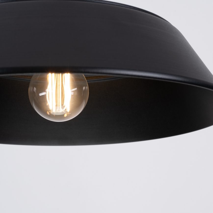 Ljuskrona med textilsladd FANO 1xE27/15W/230V diameter 34 cm svart