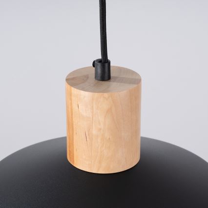 Ljuskrona med textilsladd FANO 1xE27/15W/230V diameter 34 cm svart