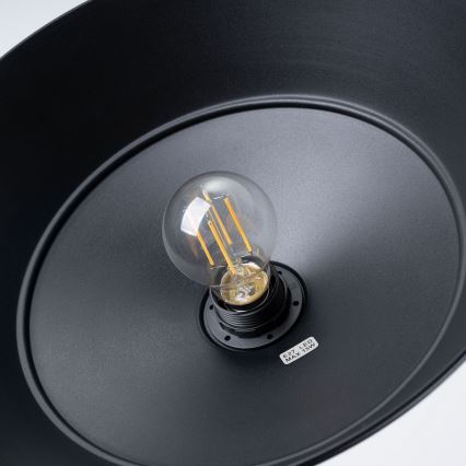 Ljuskrona med textilsladd FANO 1xE27/15W/230V diameter 34 cm svart