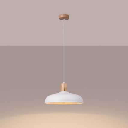 Ljuskrona med textilsladd INDY 1xE27/15W/230V diameter 38 cm vit